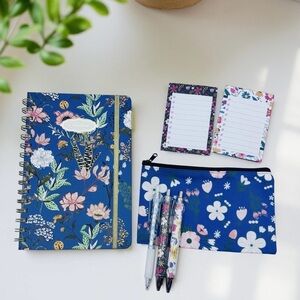 The Notebook Hardcover Floral Stationary Set Blue Floral Theme